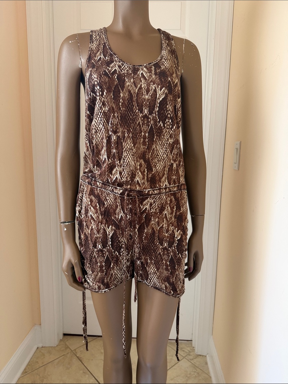 RACHEL Rachel Roy Brown Snake-Print Sleeveless Romper